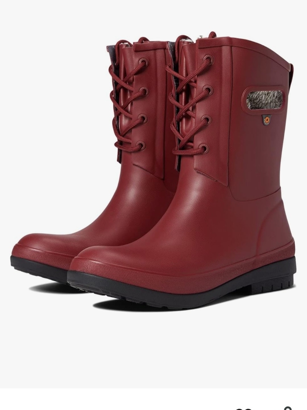 Bogs Women's Red Pull On Handle Lace-Up Waterproof Boots